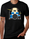 Pug Drummer T-Shirt - Funny Dog Music Tee