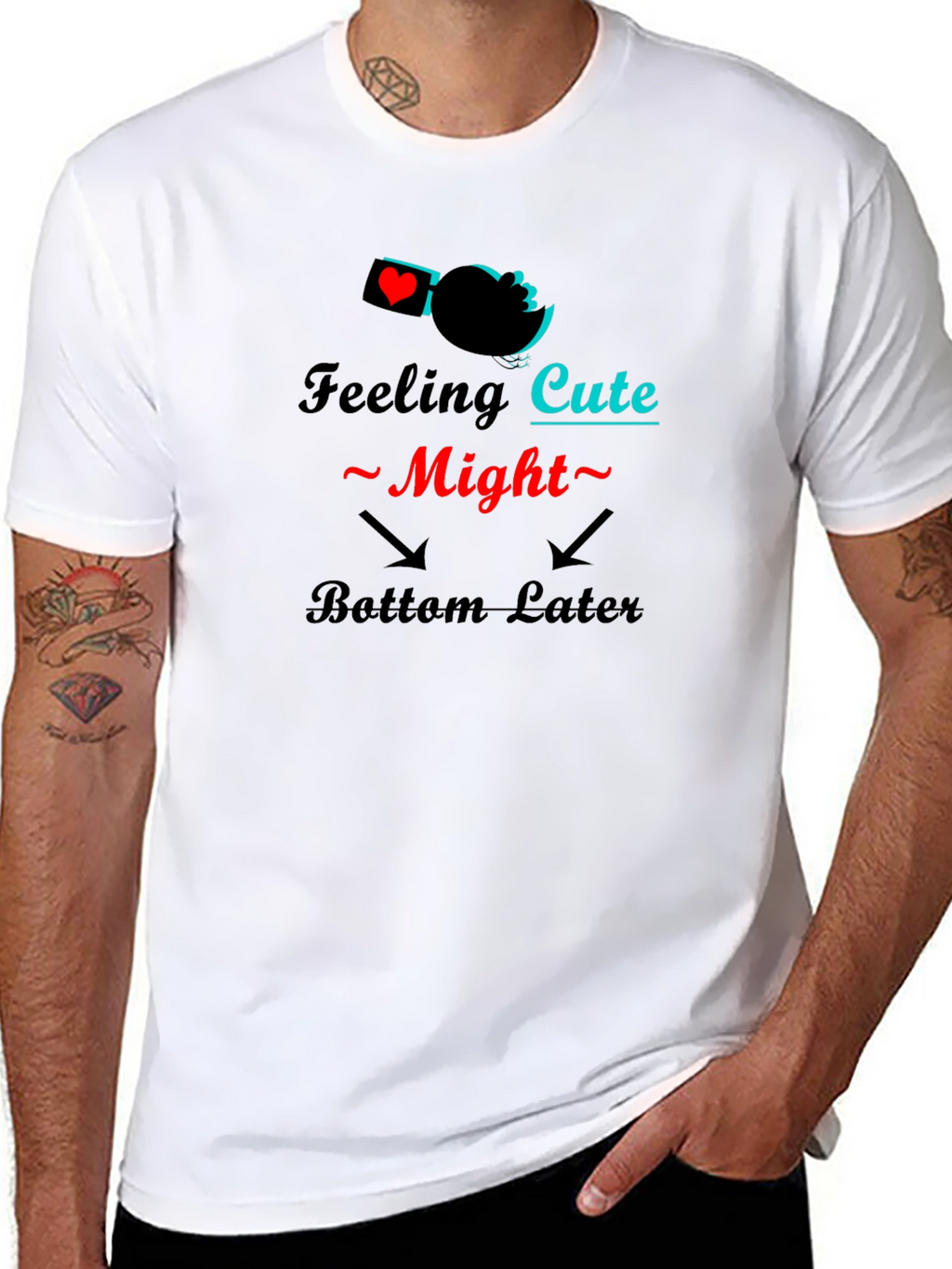 Feeling Cute Might Bottom Later Black T-Shirt