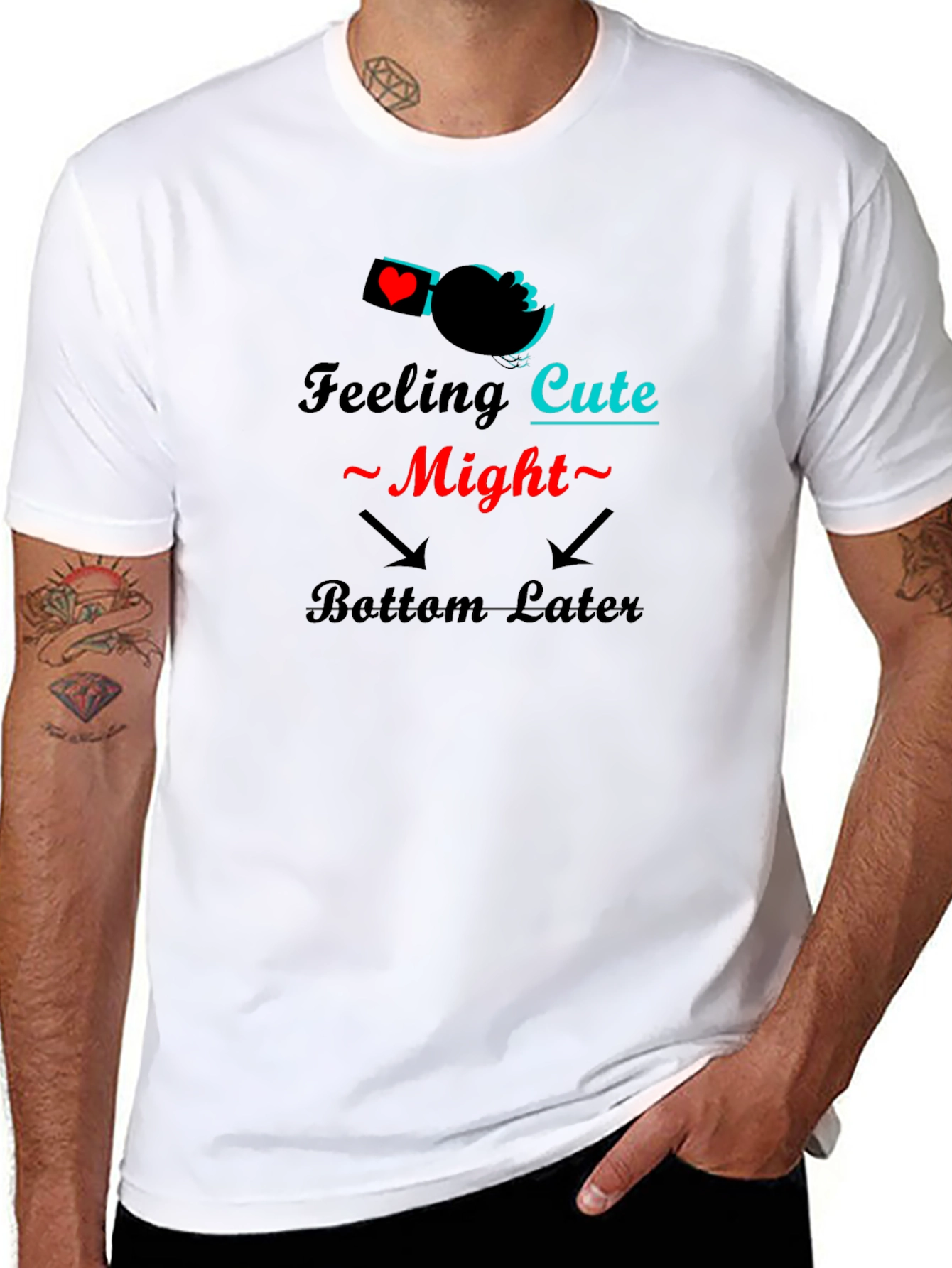 Feeling Cute Might Bottom Later Black T-Shirt