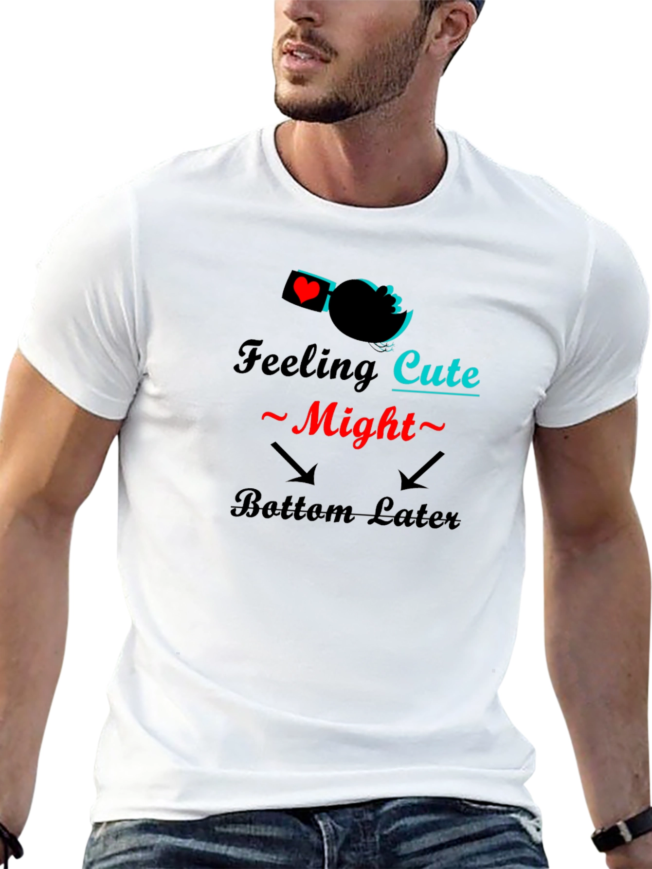Feeling Cute Might Bottom Later Black T-Shirt
