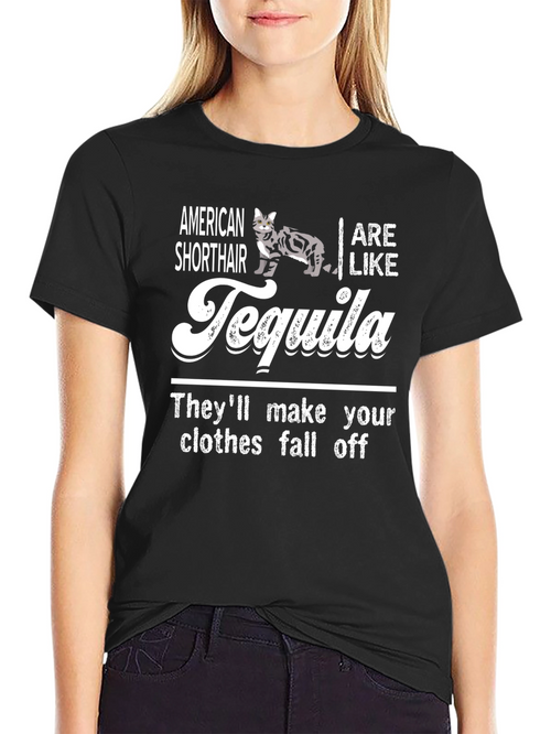American Shorthair Tequila Graphic T-Shirt