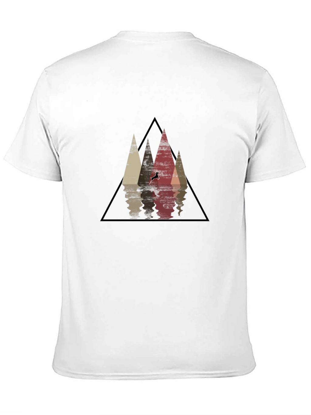 Mountain Reflection Black T-Shirt - Geometric Deer Graphic Tee