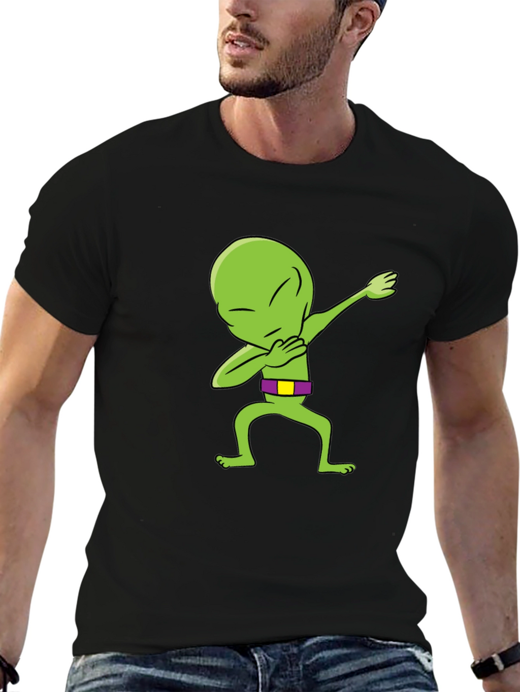 Dabbing Alien Graphic Tee - Mens Black T-Shirt