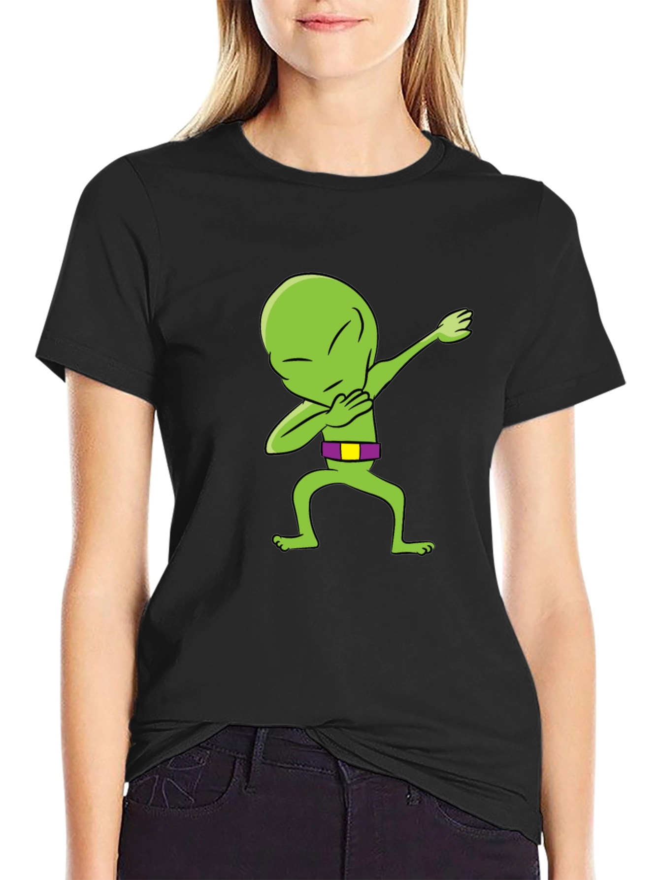 Dabbing Alien Graphic Tee - Mens Black T-Shirt