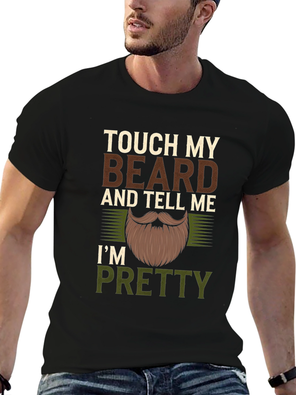Touch My Beard Funny Mens Graphic T-Shirt