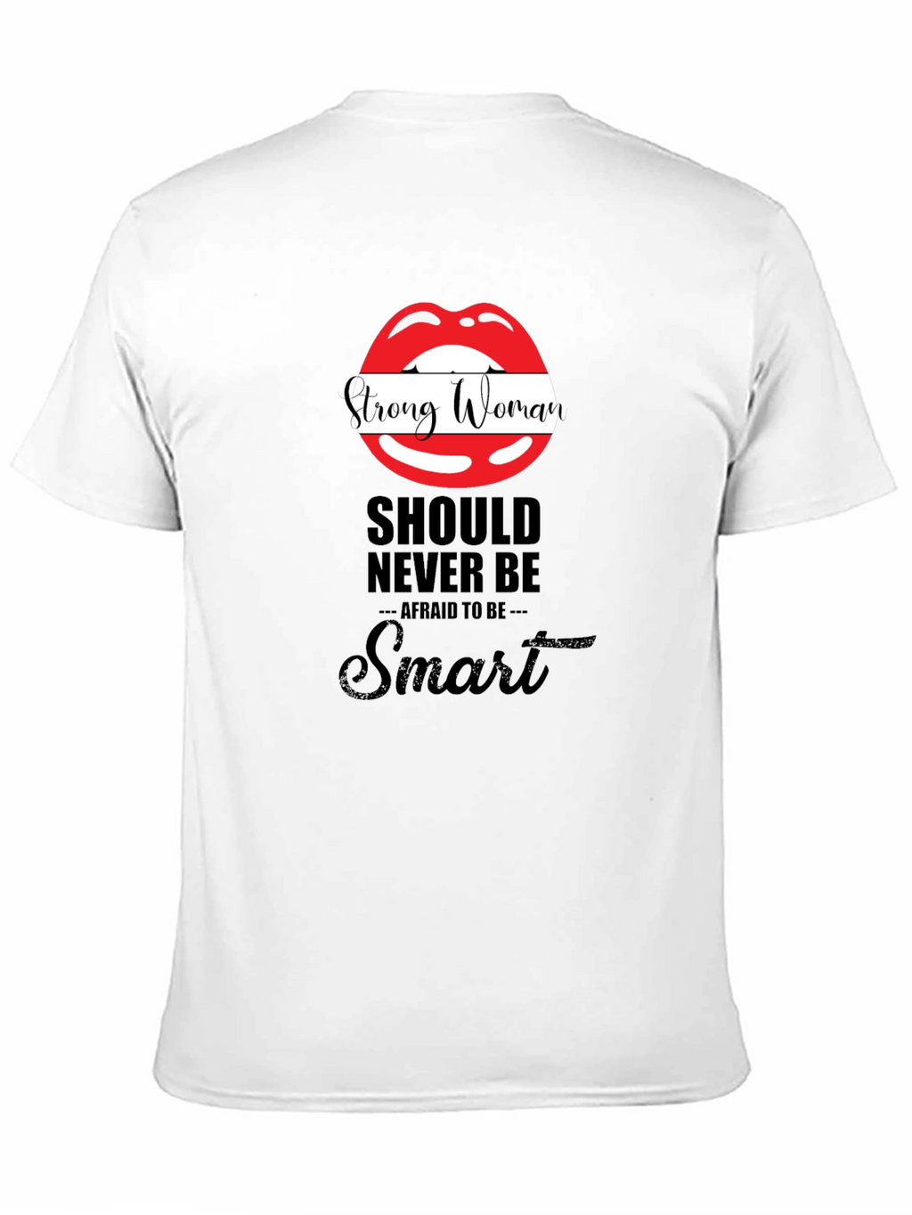 Strong Woman Lips Graphic Black T-Shirt