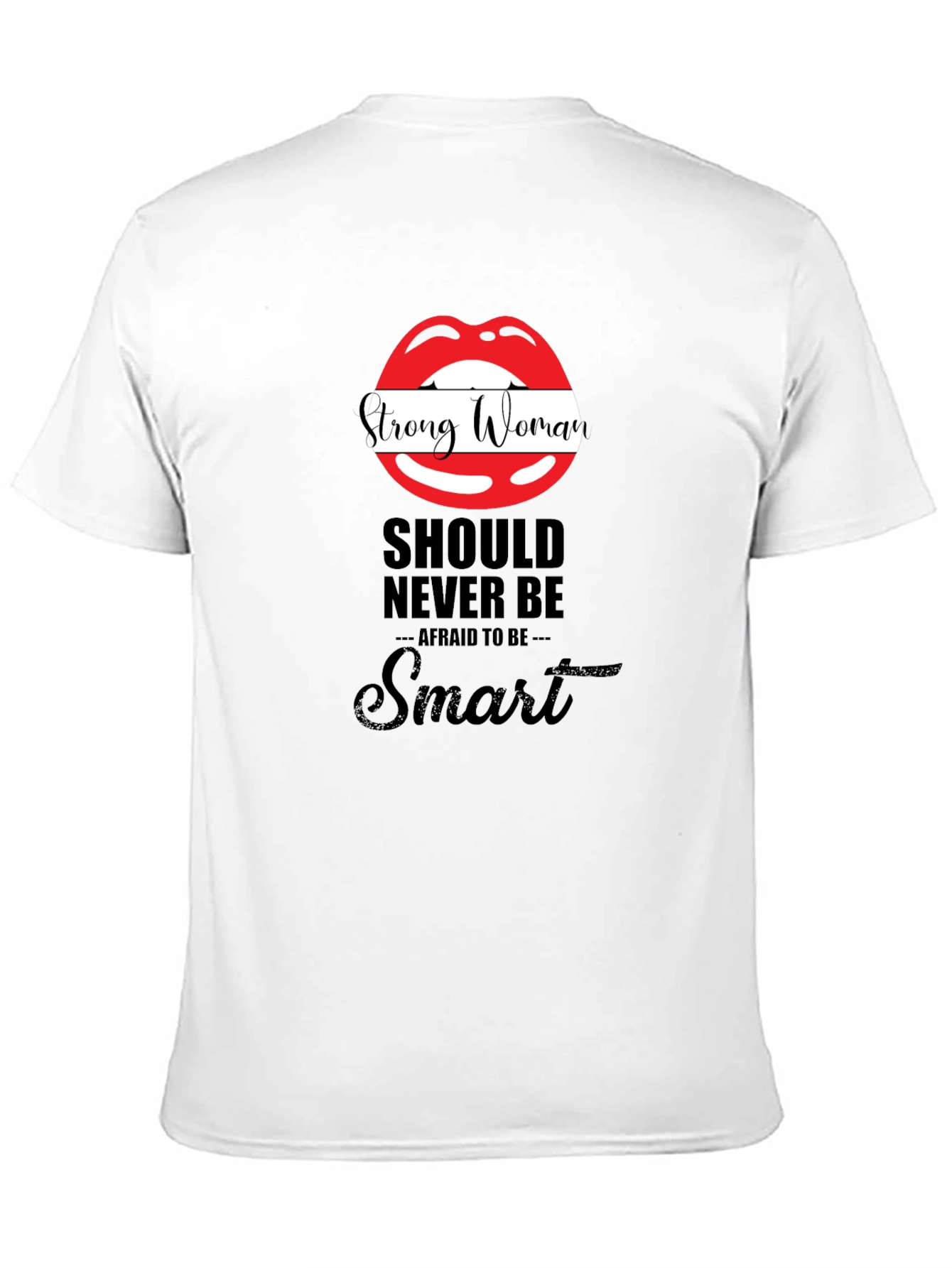 Strong Woman Lips Graphic Black T-Shirt