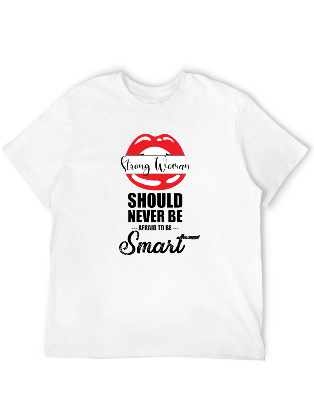 Strong Woman Lips Graphic Black T-Shirt