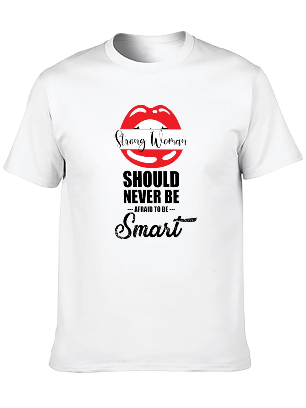 Strong Woman Lips Graphic Black T-Shirt