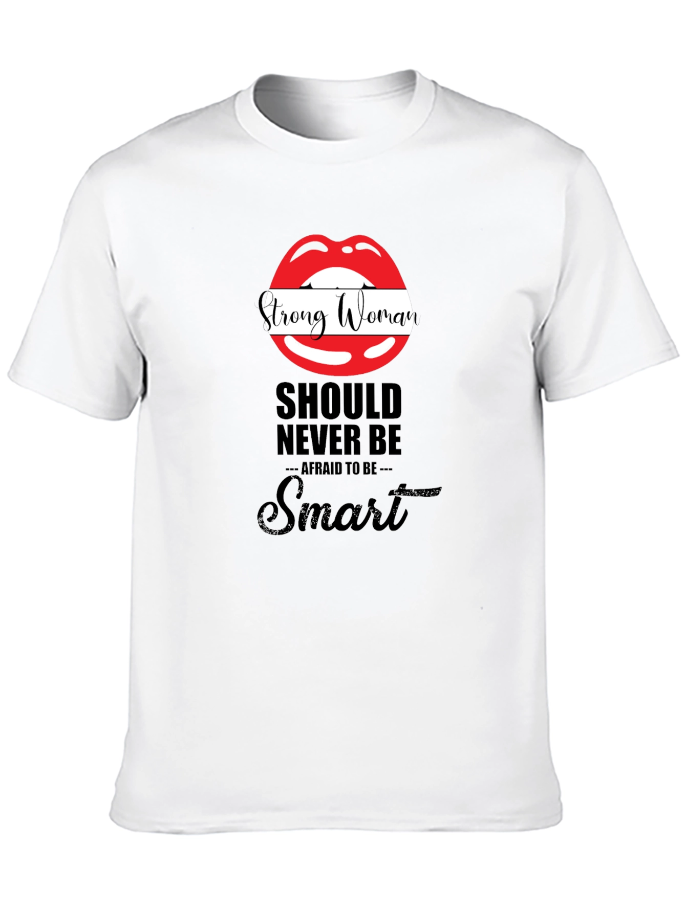 Strong Woman Lips Graphic Black T-Shirt