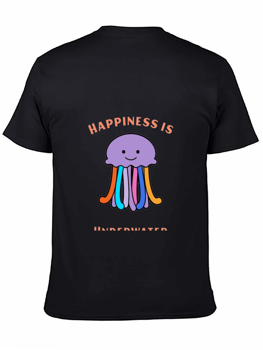 Happiness is Underwater T-Shirt - Black Jellyfish Design