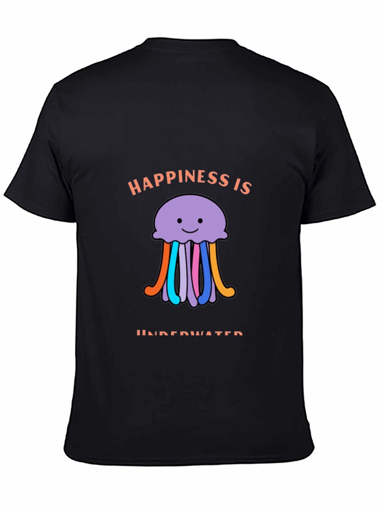 Happiness is Underwater T-Shirt - Black Jellyfish Design
