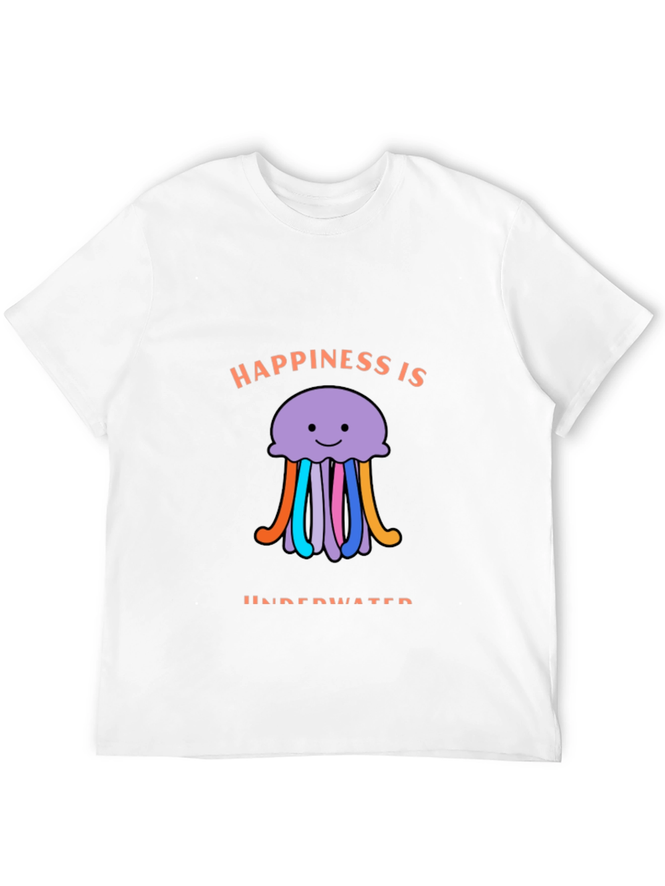 Happiness is Underwater T-Shirt - Black Jellyfish Design