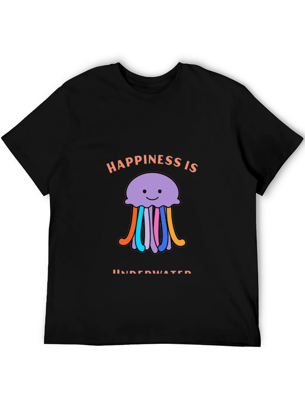 Happiness is Underwater T-Shirt - Black Jellyfish Design