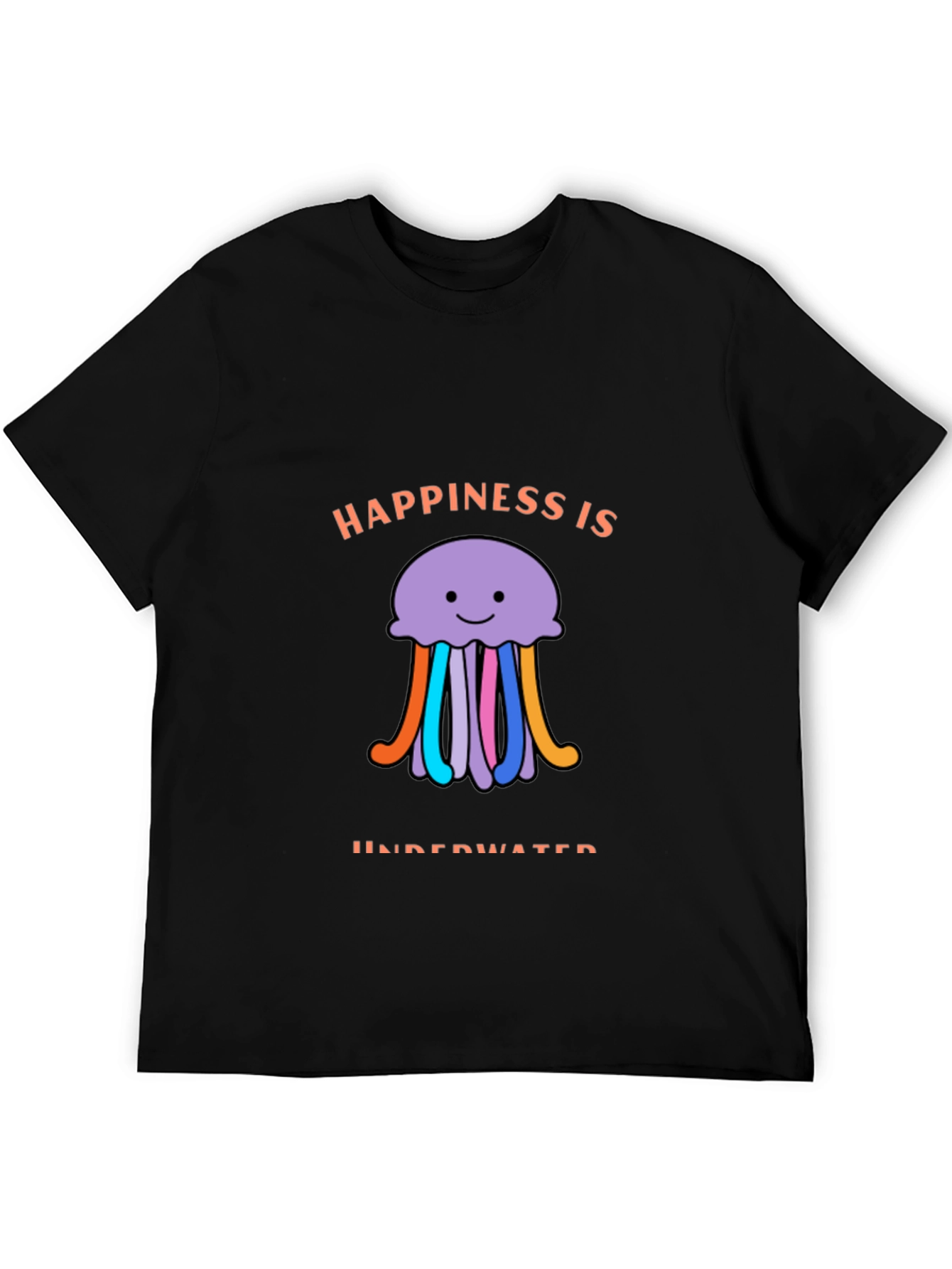 Happiness is Underwater T-Shirt - Black Jellyfish Design