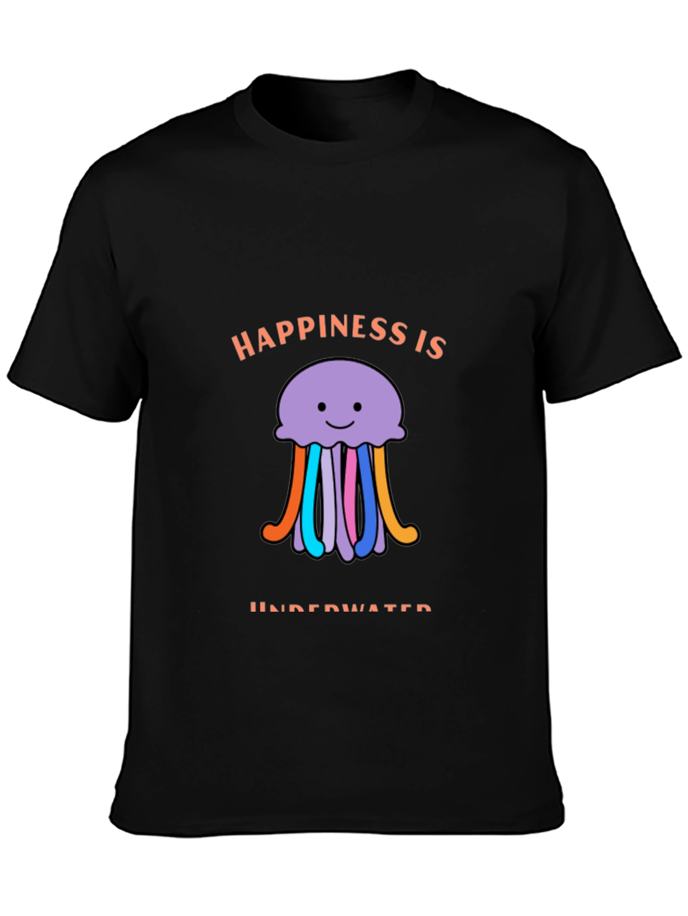 Happiness is Underwater T-Shirt - Black Jellyfish Design