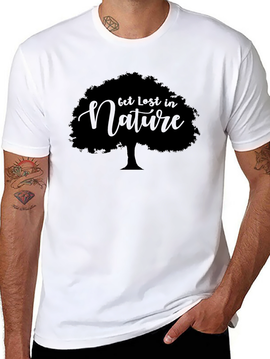 Get Lost in Nature Tree Graphic Tee - Black