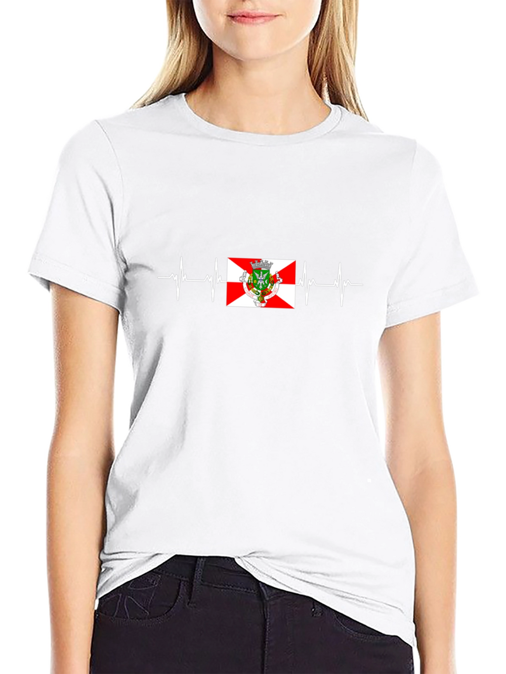 Black Heartbeat Santa Cruz de Tenerife Flag T-Shirt