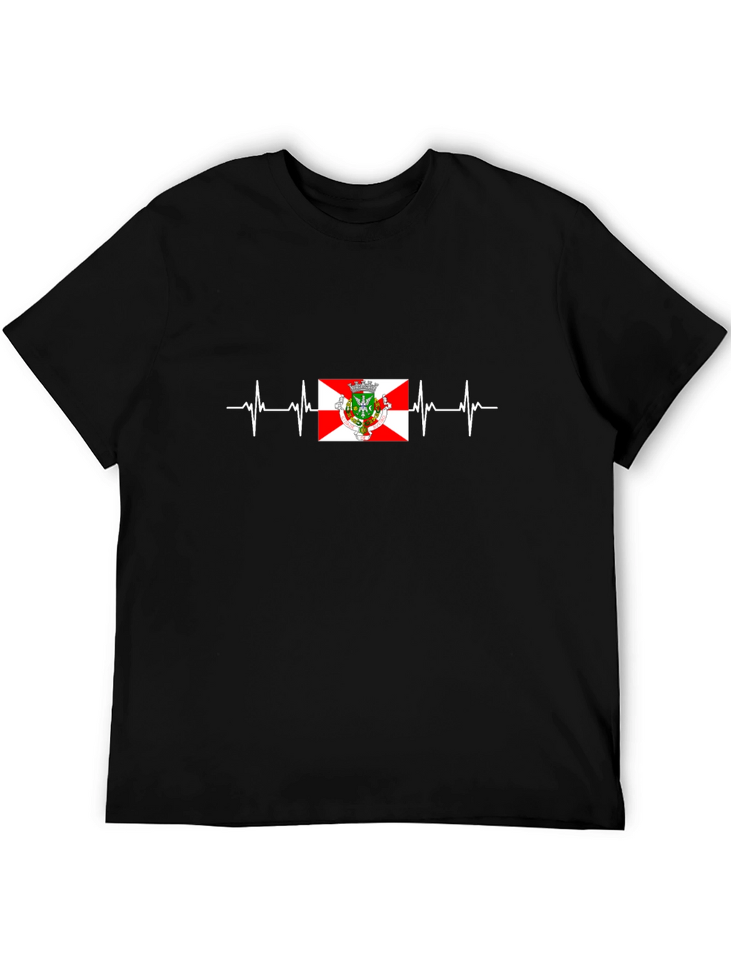 Black Heartbeat Santa Cruz de Tenerife Flag T-Shirt