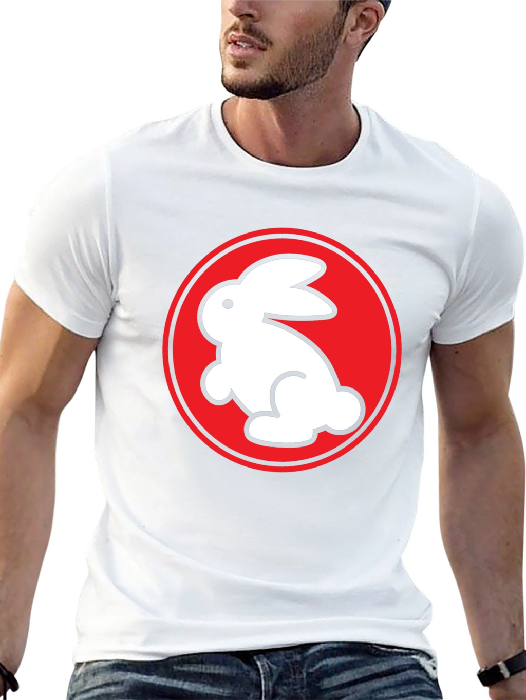 Rabbit Graphic Tee - Black Crew Neck