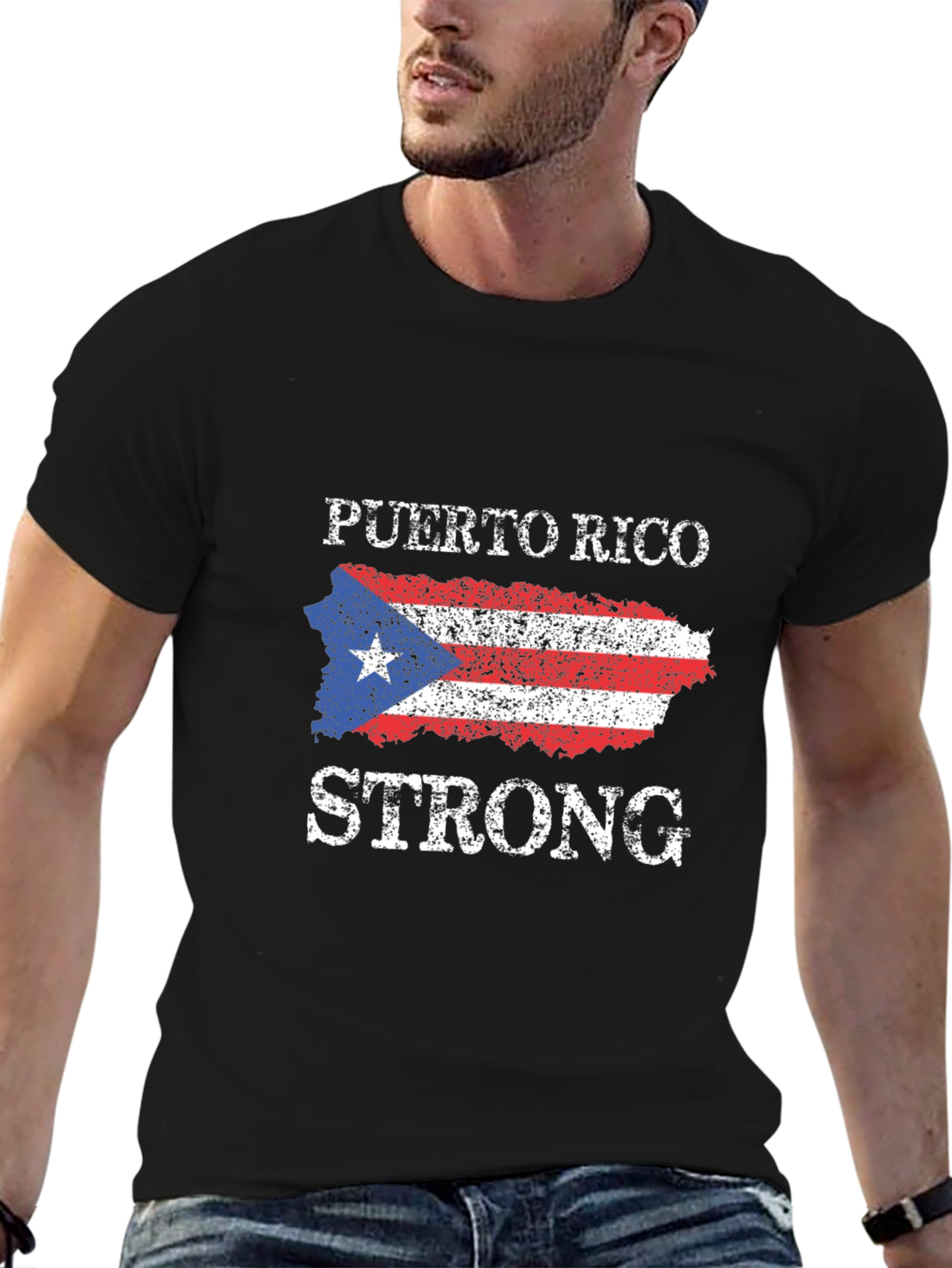 Puerto Rico Strong T-Shirt - Black Cotton Tee