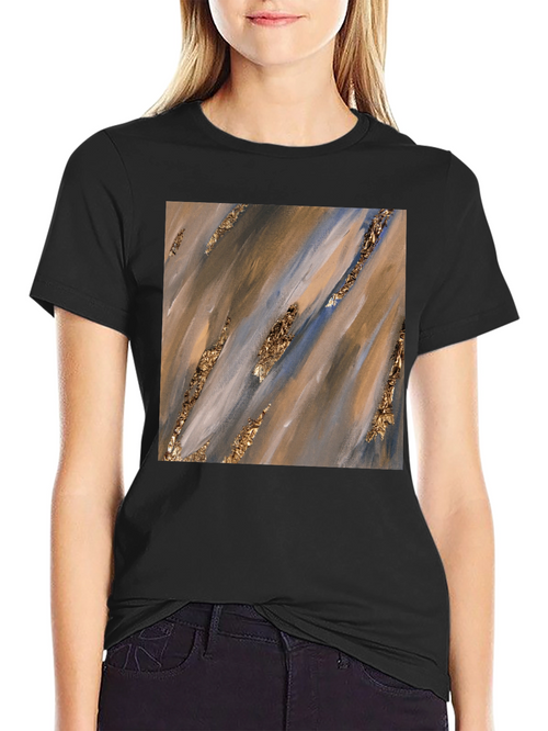 Abstract Art Gold Accent Black T-Shirt