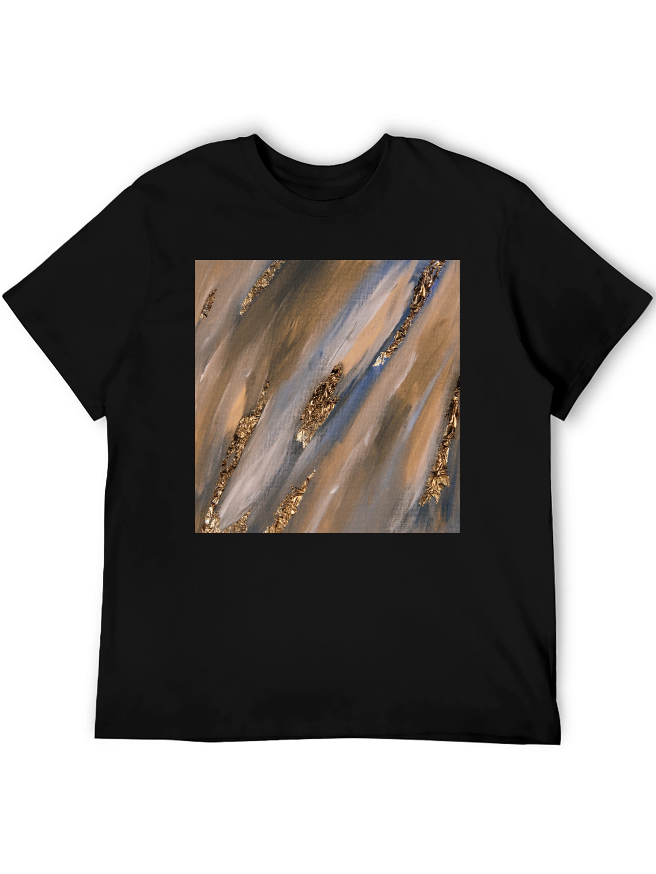 Abstract Art Gold Accent Black T-Shirt
