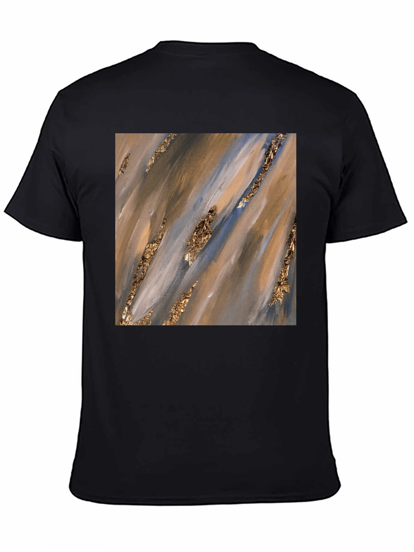 Abstract Art Gold Accent Black T-Shirt