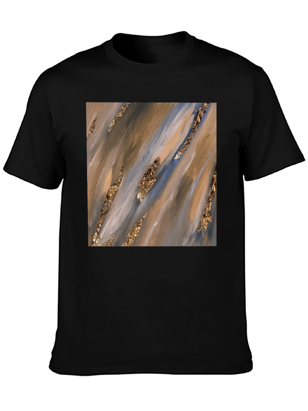 Abstract Art Gold Accent Black T-Shirt