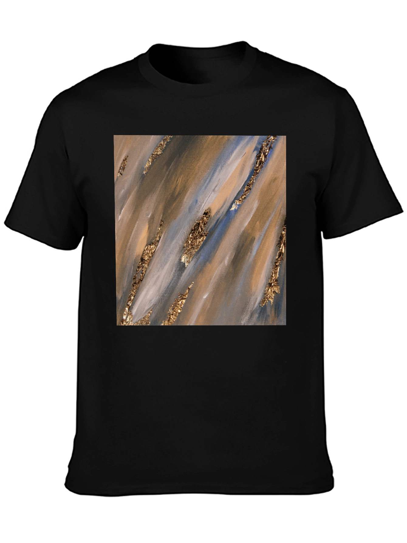 Abstract Art Gold Accent Black T-Shirt