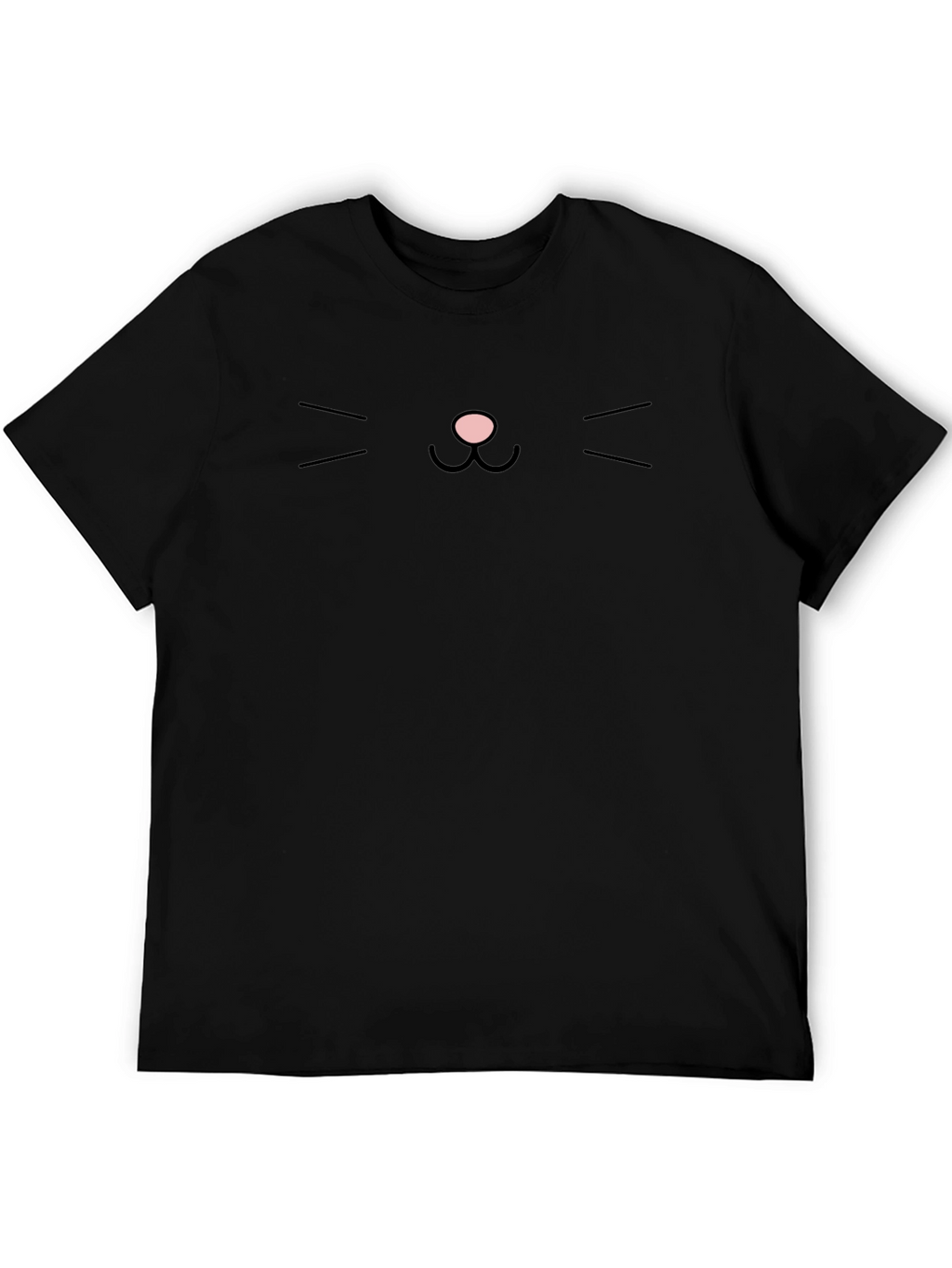 Minimalist Cat Face Graphic Tee - Black