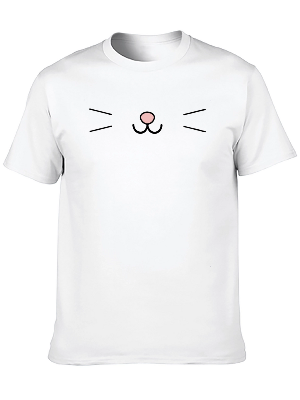 Minimalist Cat Face Graphic Tee - Black