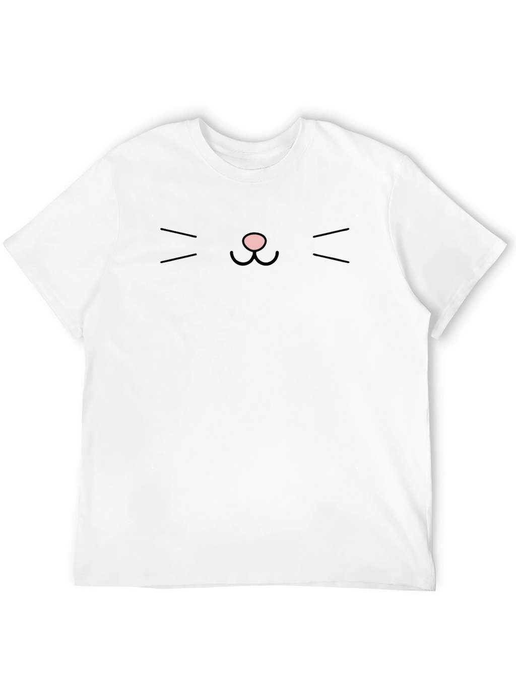 Minimalist Cat Face Graphic Tee - Black