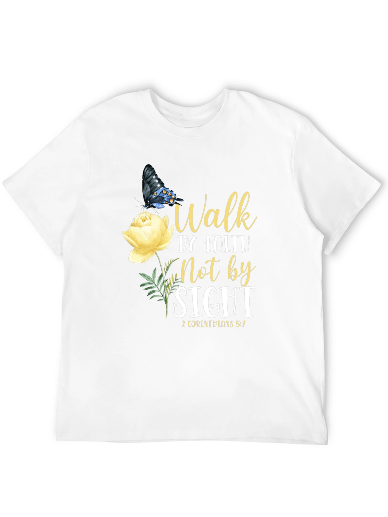 Faith Walk T-Shirt - Butterfly & Rose Design