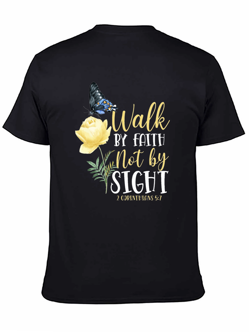 Faith Walk T-Shirt - Butterfly & Rose Design