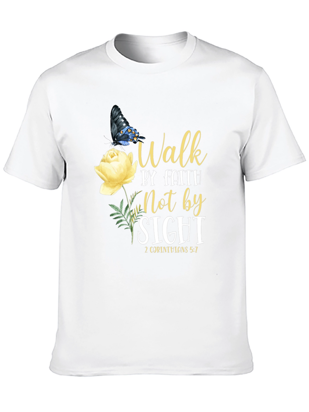 Faith Walk T-Shirt - Butterfly & Rose Design
