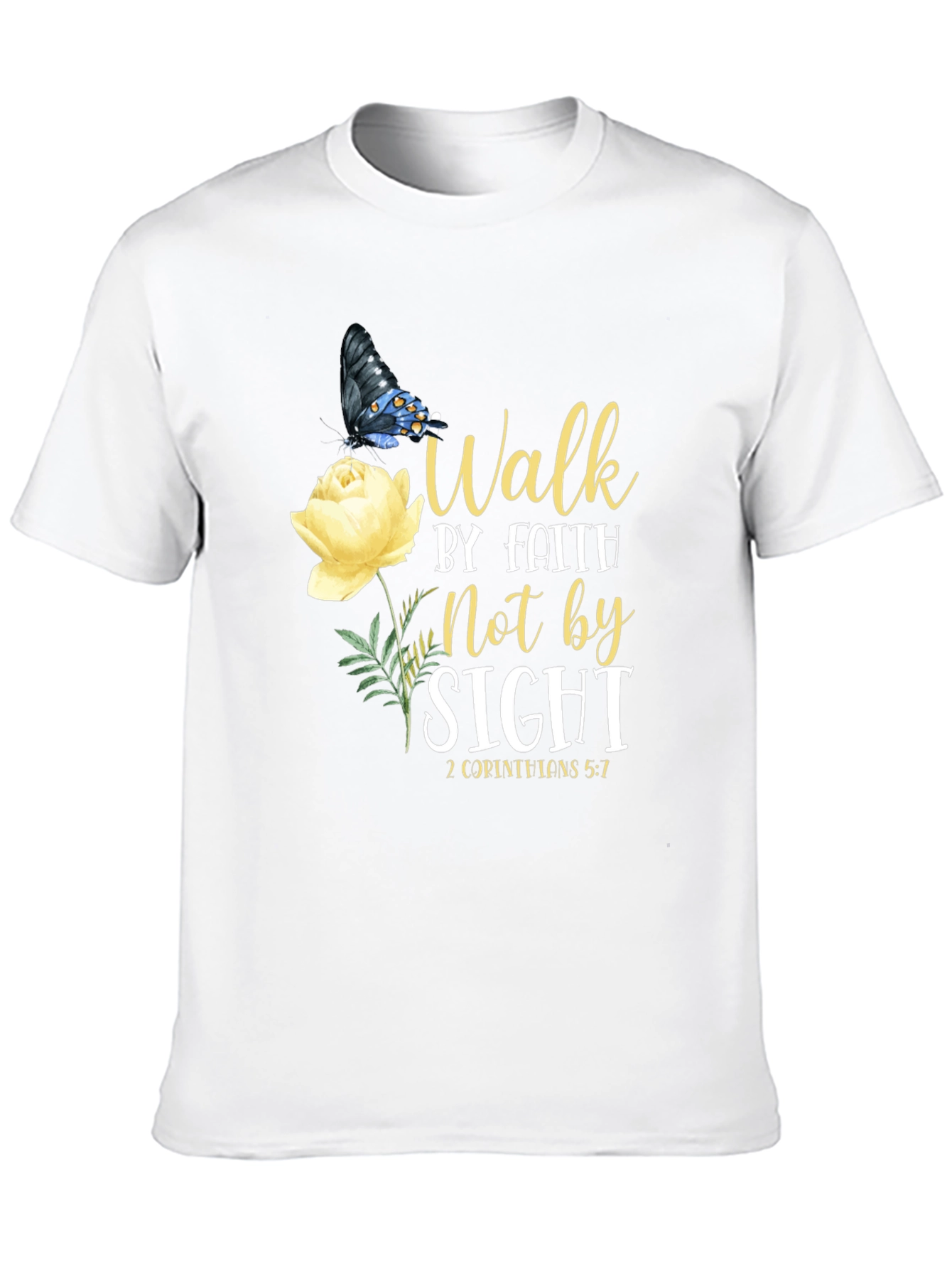 Faith Walk T-Shirt - Butterfly & Rose Design