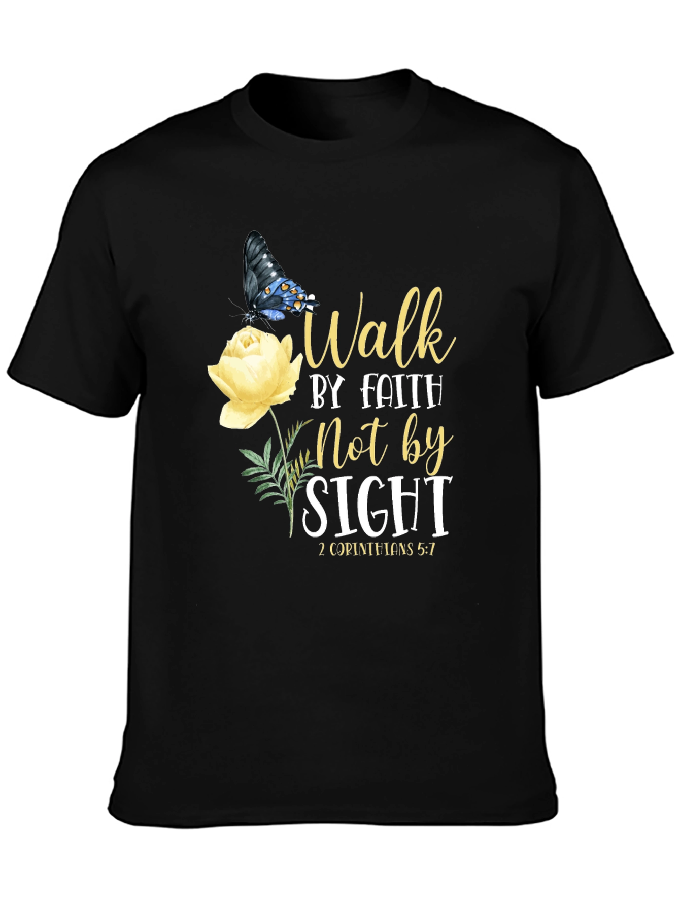 Faith Walk T-Shirt - Butterfly & Rose Design