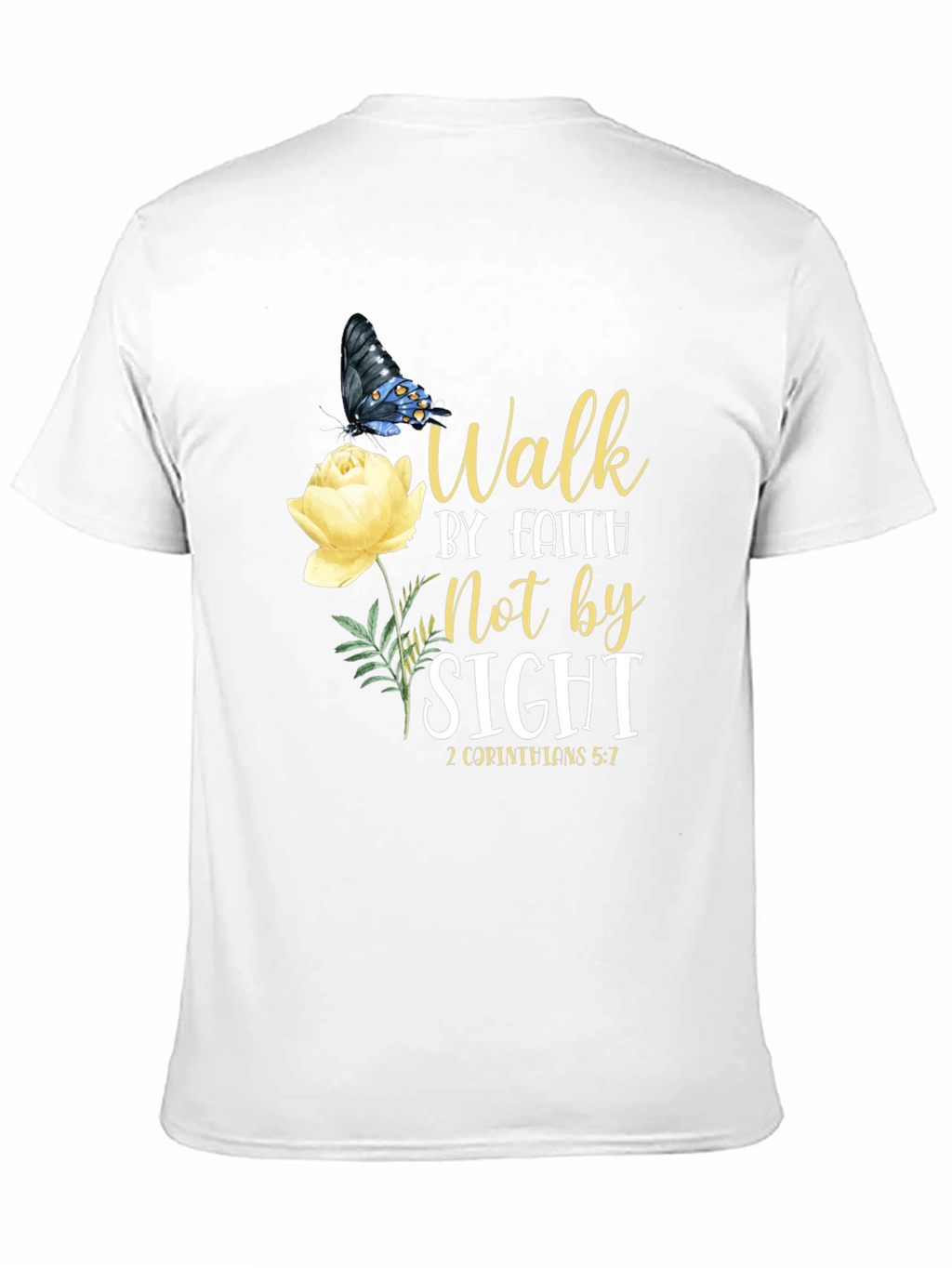 Faith Walk T-Shirt - Butterfly & Rose Design