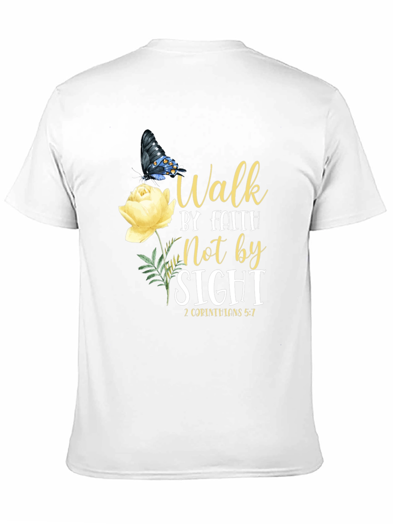 Faith Walk T-Shirt - Butterfly & Rose Design