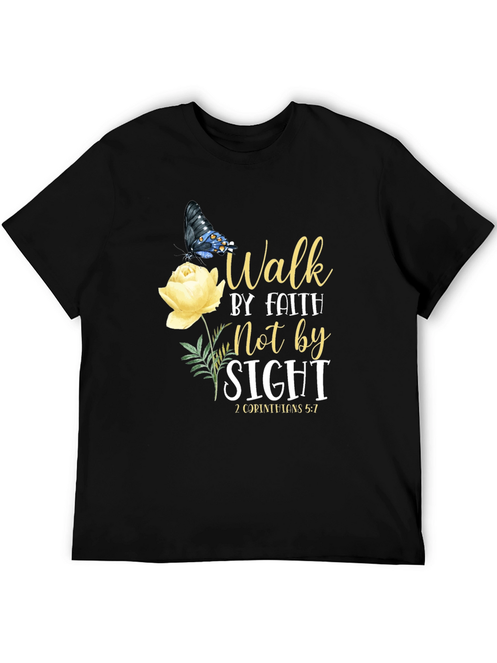 Faith Walk T-Shirt - Butterfly & Rose Design