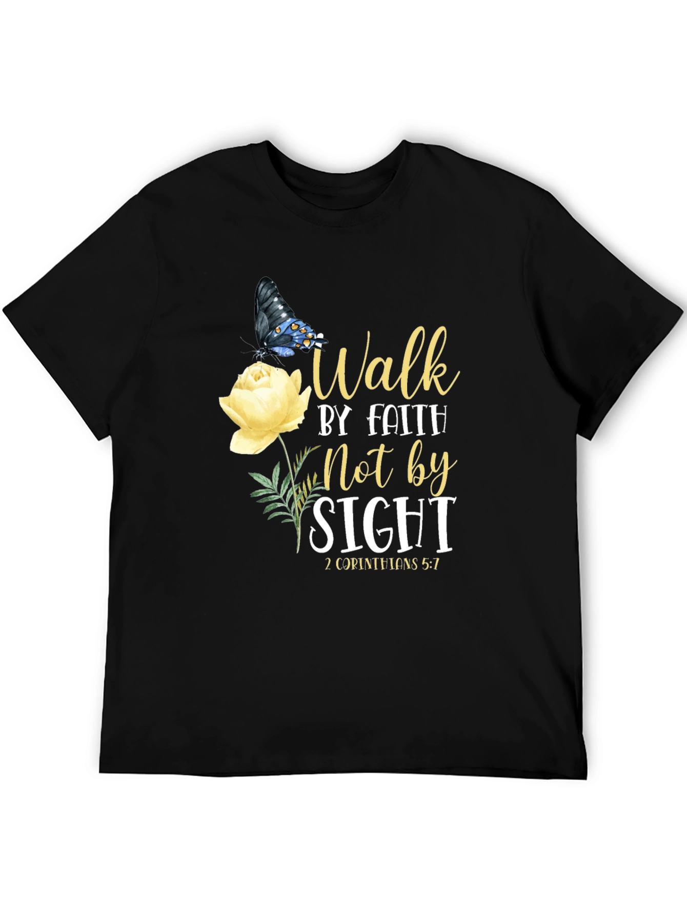 Faith Walk T-Shirt - Butterfly & Rose Design