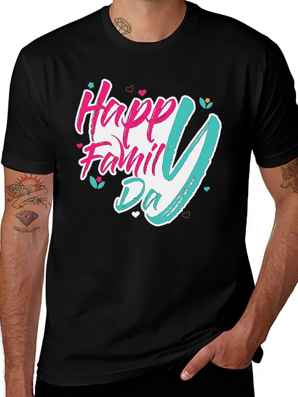 Happy Family Day Black T-Shirt