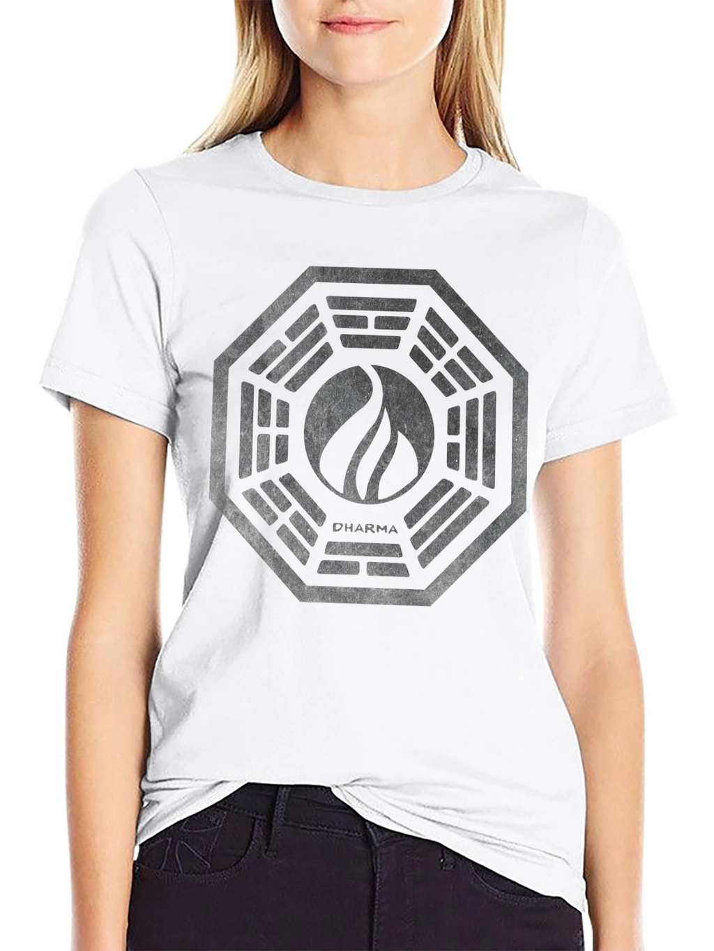 Mens Black Graphic Tee - Dharma Initiative Logo