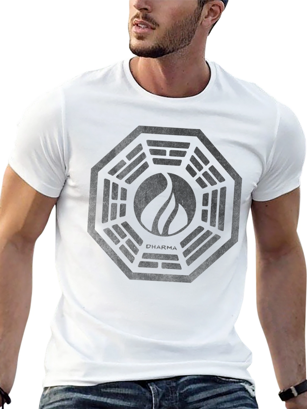 Mens Black Graphic Tee - Dharma Initiative Logo