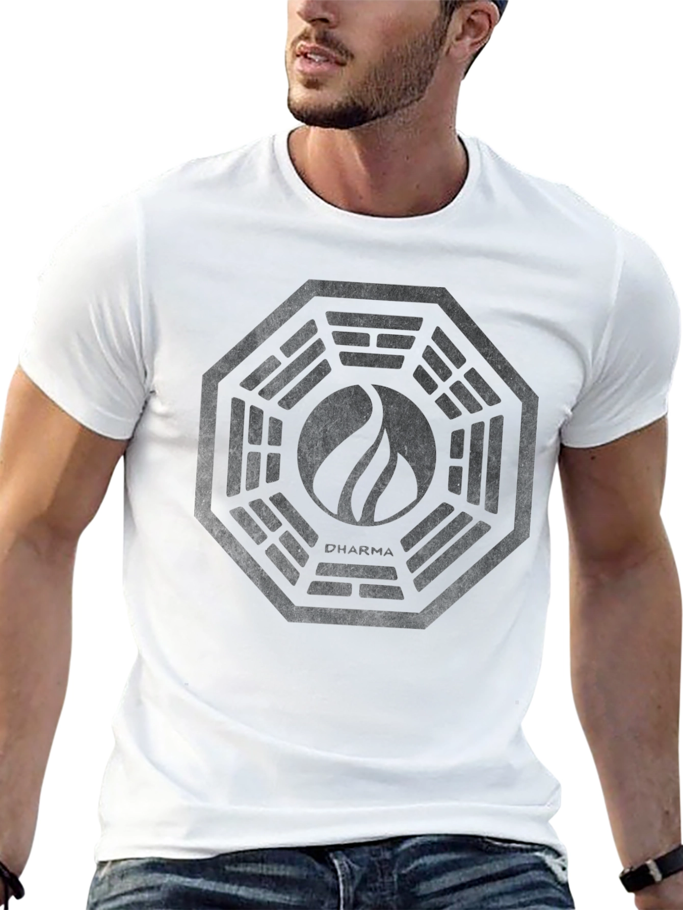 Mens Black Graphic Tee - Dharma Initiative Logo