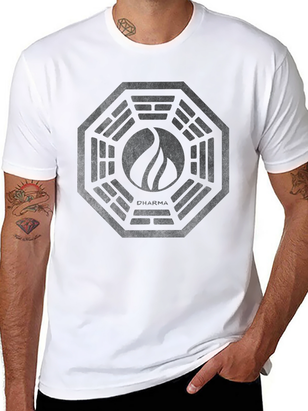 Mens Black Graphic Tee - Dharma Initiative Logo