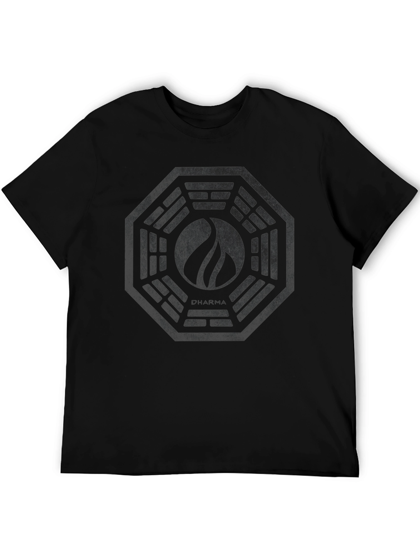 Mens Black Graphic Tee - Dharma Initiative Logo