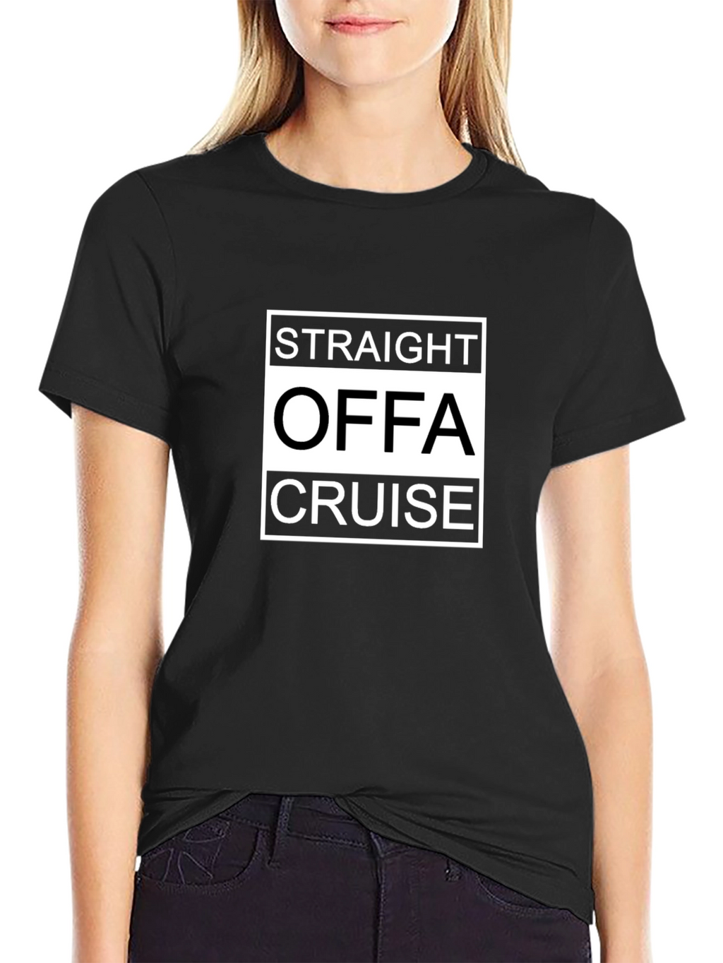 Straight Offa Cruise Black Graphic T-Shirt