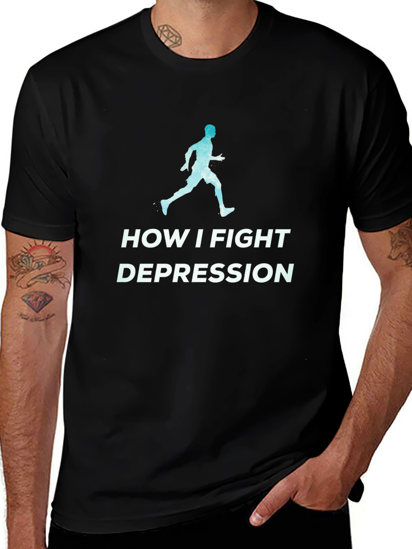 Fight Depression Running T-Shirt - Motivational Tee